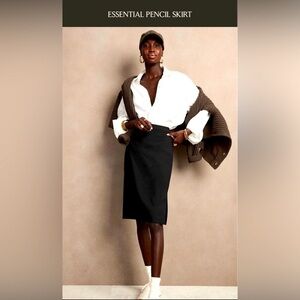 Banana Republic Black Linen Pencil Skirt Size 4